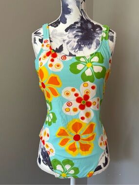 Y2K B.U.M. Equipment One-Piece With Colourful Groovy Floral Pattern